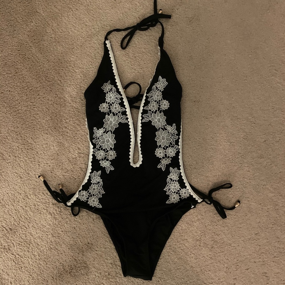 Gorgeous embroidered one piece bikini